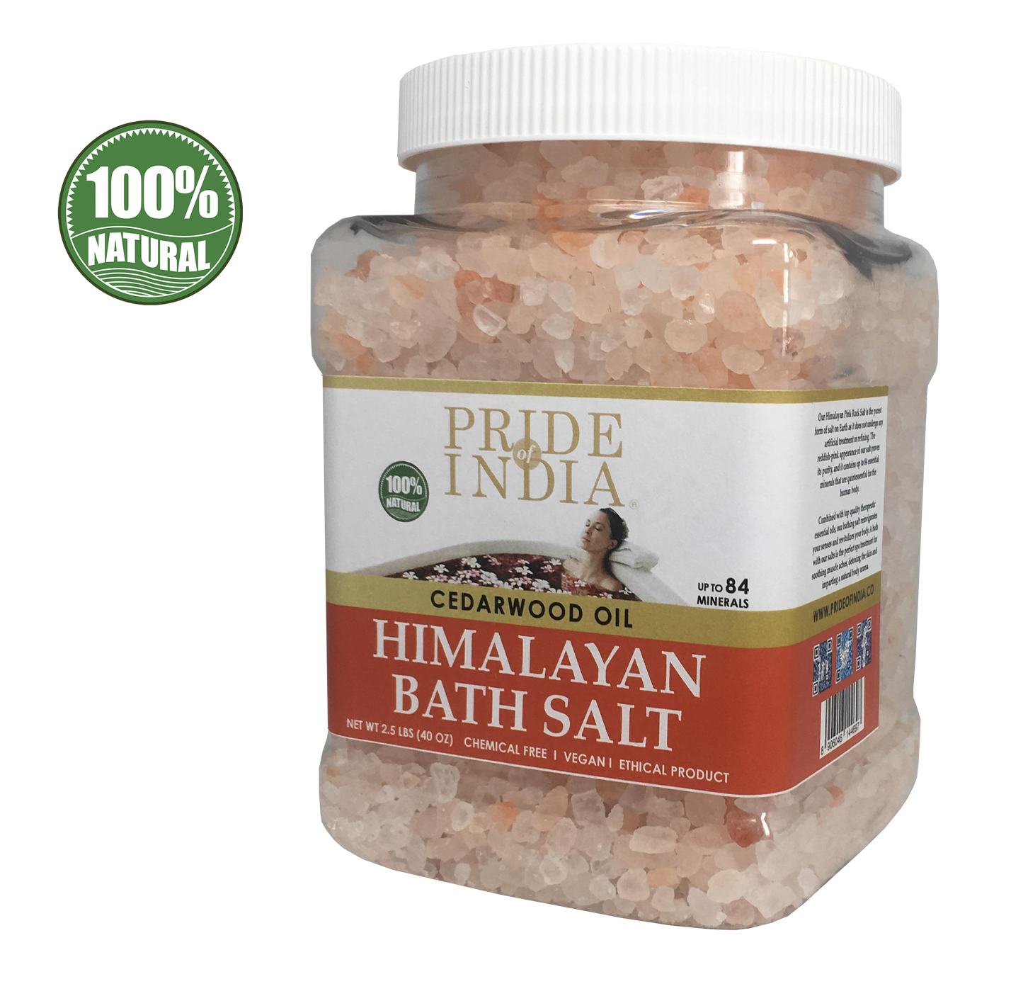 Himalayan Pink Bathing Salt - Enriched w/ Cedarwood Oil and 84+